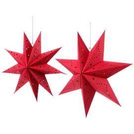 VALICLUD 2 x Christmas Star Paper Shade Red Paper Lantern Star Light Shade Decorative Nine Star Origami Cover Xmas Party Favour 35 cm 45 cm