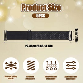 LIQWEI 5 Pcs Elastic Bands for Wig, Adjustable Wig Band with Removable Buckles, Black No Slip Wigs Bands Keeping Wigs in Place