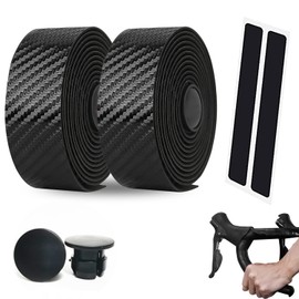 Doyime Bar Tape, Road Bike, Bicycle Handle, Anti-Slip, Drop Handle, Bar Tape, End Plug, EVA+PU, Left & Right Set, Black