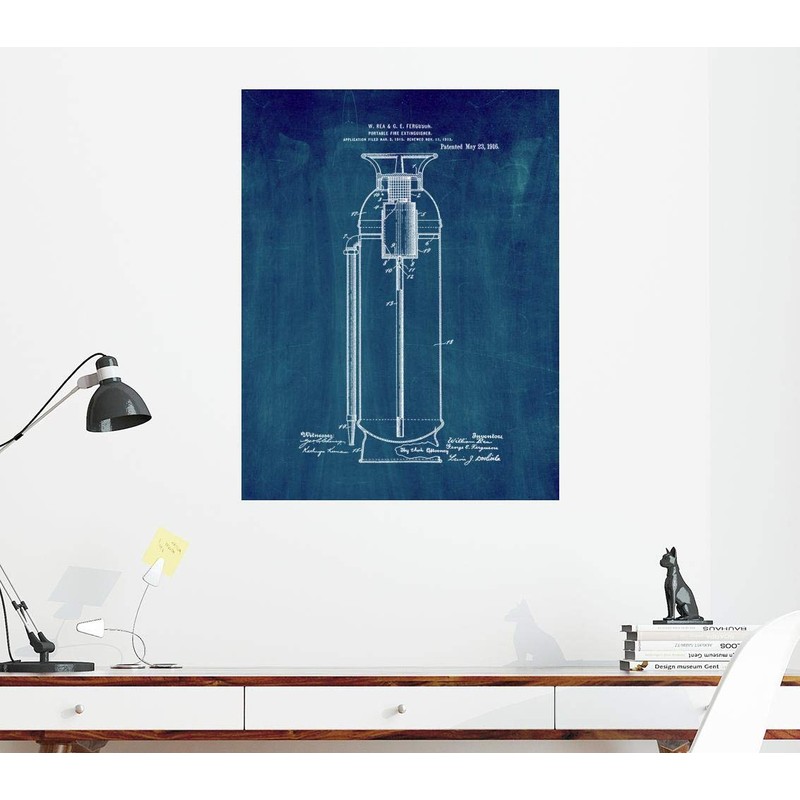 Portable Fire-extinguisher Patent Print Midnight Blue (5" x 7") M10200