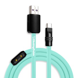 chubbycable Black Chubby Pro - Samurai Cable 240W USB-C Cable Silicone Fast Charging Type C Charger Cord, Light Blue, USB-A to Type-C, 6.6FT
