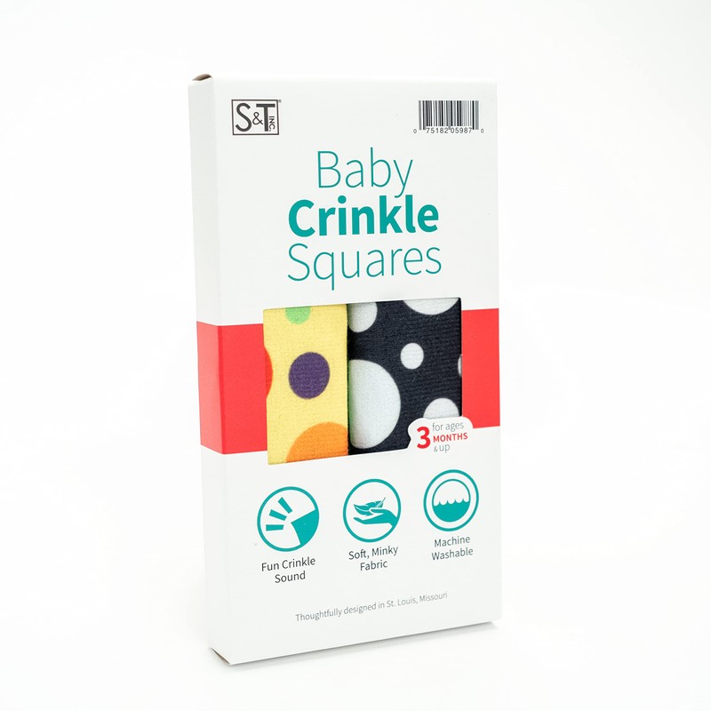 S&T INC. Crinkle Squares Baby Toys, 6 Inch x 6