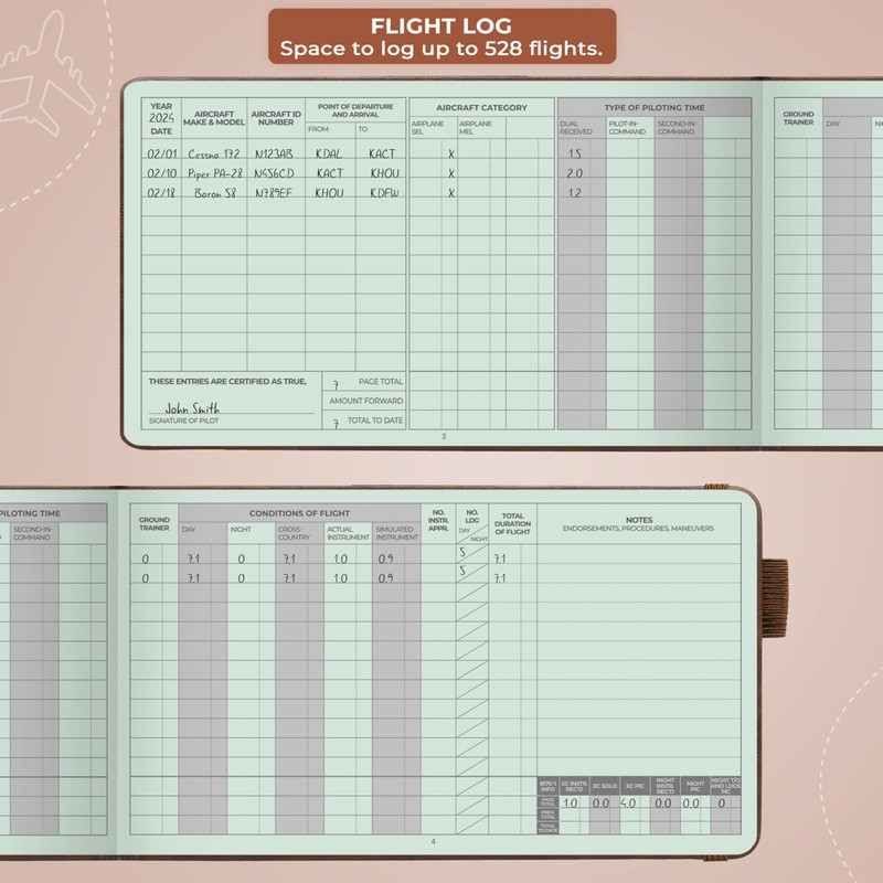 Clever Fox Pilot Logbook – Hardcover Flight Log Journal for