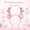 Pink Reindeer Antler Headband Glitter Bow Elk Bells Hair Hoop