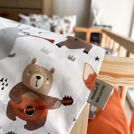 mundolindo Bedding Sets for Boys and Girls, 100% Cotton Duvet Cover Set, Cute Duvet Cover, Woodland Animal Cute Bedding, 3 Pieces Toddler and Crib Duvet Cover Set (White)