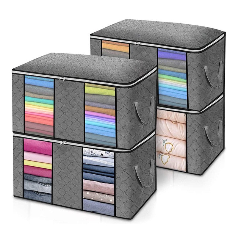 4PCS Clothes Storage Bag Large Capacity Clothing Organizers Foldable Closet