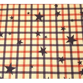 Fabric Traditions USA Patriotic Print BTY Fabric Traditions Red Navy Blue Star Plaid on Cream