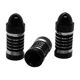 Mandark 8PCS Car Tire Valve Stem Cap, Aluminum Alloy Vehicle Tire Air Cap Covers, Leakproof Automotive Exterior Pressure Stem Protectors Accessories, Universal for Trucks Motorcycles Bikes (Black)