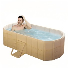 jessie 59" Portable Ice Bath Tub for Adults, Portable Bathtub Adult Cold Foldable Bathtub Inflatable Tub Shower for Indoor & Outdoor (Cold and Hot Available)