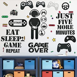 Calcomanías de pared para decoración de habitación de jugadores, calcomanías de habitación de niños, decoración de videojuegos, sala de juegos (estilo clásico)