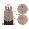 Gioberti Men's 6 Button Formal Herringbone Tweed Vest, Herringbone Khaki,
