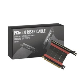 LINKUP - AVA5 Armour PCIE 5.0 Riser Cable | RTX5090 RX9070 GPU Ready | x16 128GB/s Speed | Compatible with PCIe 4.0 & WRX80/WRX90E | Left Angle, Black 5cm (Total Length 9cm)