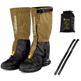 HIKEMAN Hiking Snow Leg Gaiters - Adjustable Outdoor Walking Gaiters,Waterproof Boot Gaiters for Mountain Biking,Climbing,Outdoor Activities Protection Against Snow Rain Mud Wind (Coffee color, L)