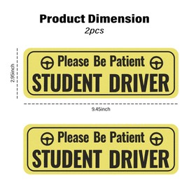 2PCS Student Driver Magnet for Car,Highly Reflective Student Driver Sticker for Car Door/Trunk/Hood/Bumper,Universal Removable Please Be Patient New Driver Magnet for Car (Yellow)