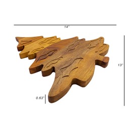 Affinity Decor Wood Cutting Board for Kitchen Christmas Snow Leaf Tree Shaped Wooden Cutting Board with Handle & Grooves, Decorative cutting board for Cheese and Charcuterie Platter 14"L x 13"W