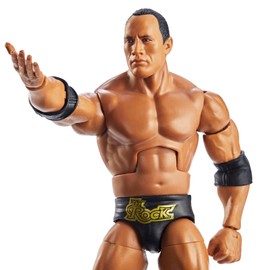 Mattel WWE The Rock WrestleMania Elite Collection Action Figure with Accessory & "Mean" Gene Okerlund Build-A-Figure Parts, 6-inch