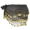 BellyLady Chiffon Dangling 158 Gold Coins Belly Dance Hip Scarf, Hip Scarf BLACK