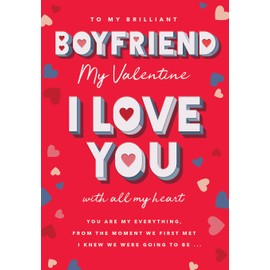 Piccadilly Greetings Valentine's Day Card, To my Brilliant Boyfriend - 9 x 6 inches