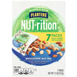 PLANTERS NUT-rition Wholesome Nut Mix, 7.5 oz Box (Contains 7 Individual Pouches) - Cashews, Almonds and Macadamias Snack Mix - No Artificial Flavors, No Artificial Colors, No Preservatives - Kosher