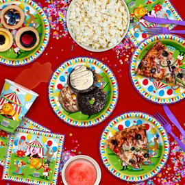 Little Circus Carnival Birthday Party Supplies - Circus Theme Party Supplies - Circus Party Supplies 1st Birthday - Tableware Set Includes Plates Napkins and Cups | Kit for 16