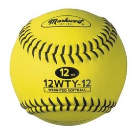 Markwort Lite Weight and Weighted Leather Softball, Optic Yellow, 12-Ounce