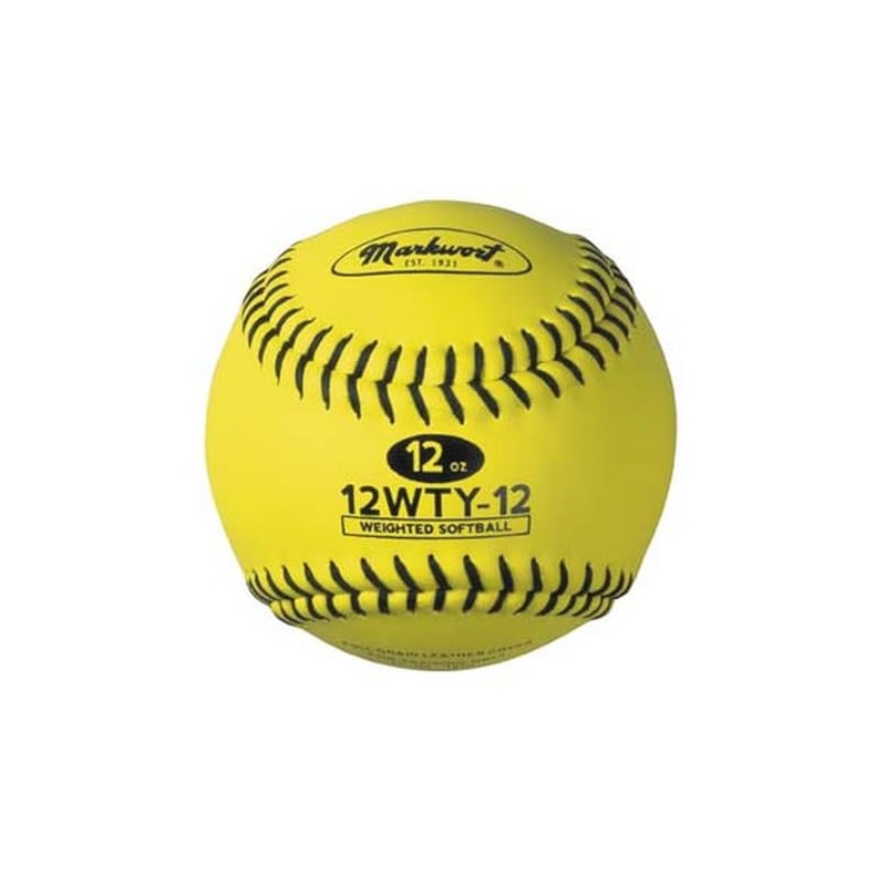 Markwort Lite Weight and Weighted Leather Softball, Optic Yellow, 12-Ounce
