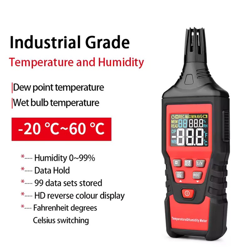 Meichoon Digital Temperature Humidity Meter Professional Thermometer Hygrometer with Dew