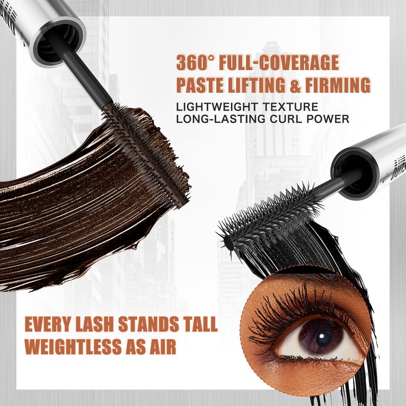 MOLAKS Double-Ended Black & Brown 2-in-1 Mascara, Lengthening Volumizing for