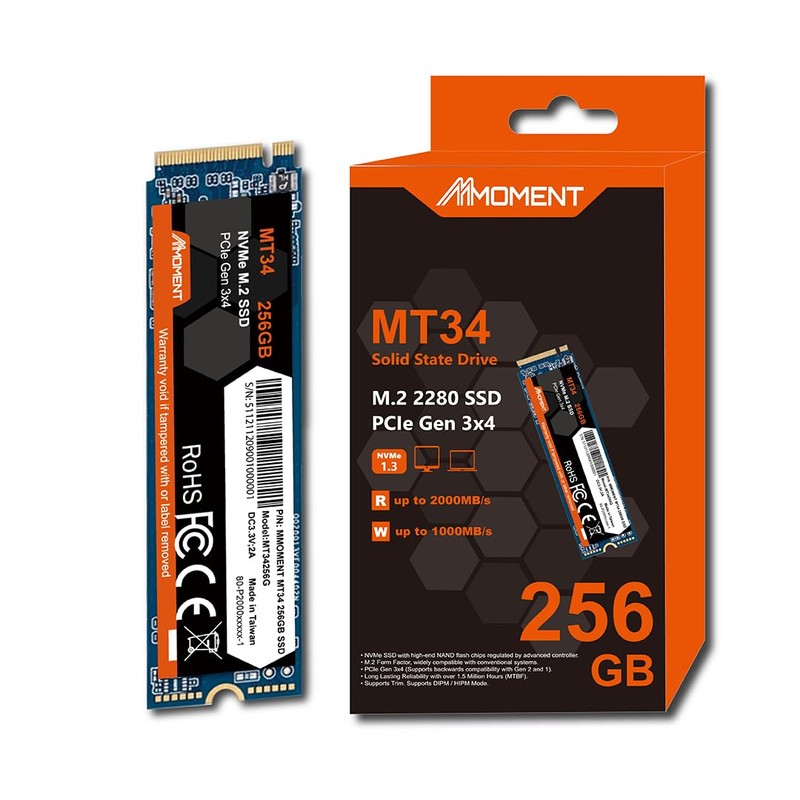 MMOMENT MT34 256GB NVMe M.2 2280 Internal SSD PCIe Gen3x4