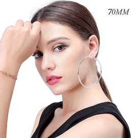 Uni-Fine 2 Pack Big Hoop Earrings, Stainless Steel Big Hoop Earrings Silver Gold Hypoallergenic Earrings Big Earrings for Women Girls Gift (70MM)