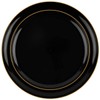 Black and Gold Rim Round High End Plastic Plates (10