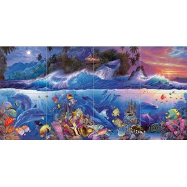 Ceramic Backsplash Tile Mural Dolphin Whale Underwater Ocean Fish Kitchen/Bathroom/Shower - Beyond The Reef II - Christian Riese Lassen