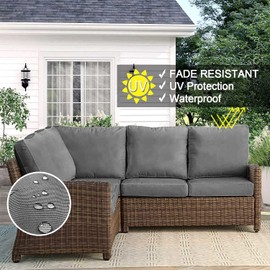 VAKADO Outdoor Patio Furniture Chair Cushion Replacement Covers Set of 4 Waterproof Decorative Cushion Cases Decor for Bench Garden Porch Couch Tent(Dark Gary, 24"X24"X4")