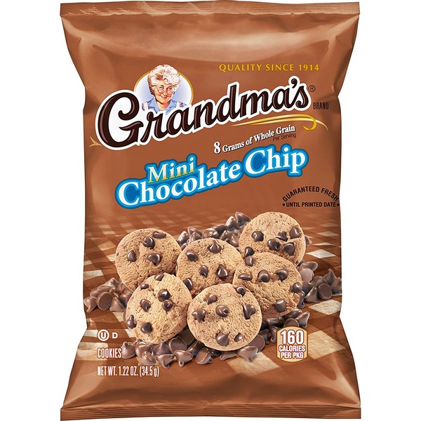 Grandma's Mini Whole Grain Chocolate Chip Cookies, 1.22 Ounce (Pack of 80)