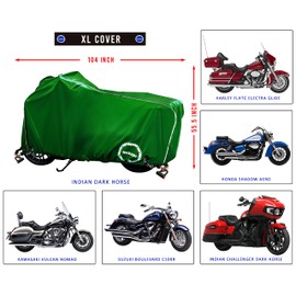 Nuzari Premium Motorcycle Cover - Motorcycle Covers Waterproof Outdoor Storage - Dirt Bike Cover (Hunter Green, X-Large)