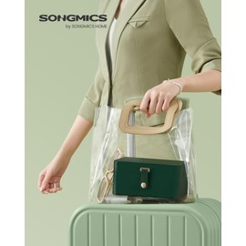 SONGMICS Jewellery Box, 2-Layer Jewellery Storage, 11 x 16 x 8 cm Travel Jewellery Box, Portable Jewellery Case, Small, Spacious, for Larger Accessories, Gift Idea, Forest Green JBC166C01