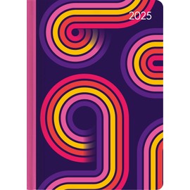 Alpha Edition - Ladytimer Retro 2025 Pocket Calendar, 10.7 x 15.2 cm, Calendar with 192 Pages, Note Options, Bucket List, Moon Phases and International Calendar