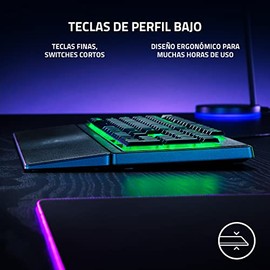 Razer Ornata V3 X Teclado para Juegos: Teclas De Perfil Bajo - Interruptores De Membrana Silenciosos - Resistente A Derrames - Iluminación Chroma RGB - Reposamuñecas Ergonómico - Negro Clásico