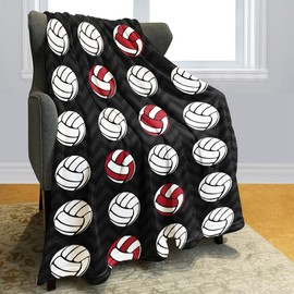 Rstick Volleyball Blanket 60"x80" Black Fleece Blankets Soft Fuzzy Throw Blankets Gifts for Boys Men Women and Girls