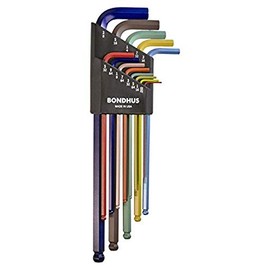 Bondhus - BLX13XLCG 69637 Ball End L-Wrench Set w/ColorGuard Finish w/Extra Long Arm, 13 PC