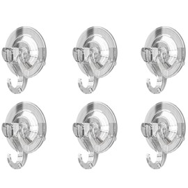 FIBOUND 6 Packs Suction Cup Hooks, Wall Suction Cups, Christmas Suction Cup with Hook, Strong Suction Hook, for Kitchen, Bathroom, Christmas Decorations with Wreaths, Holds up to 10kg