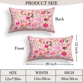 COARVXA Floral Pillow Covers 12x20 Set of 2,Pink Farmhouse Floral Pillow Covers Decorative Double Sided Pattern Cushion Cover Soft Pillow Case for Living Sofa Room Bed Porch Patio Square Pillow Cover