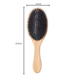 Boar Bristle Hair Brush with Nylon Pins, Antistatic Bamboo Styling Brush Reduces Hair Breakage Natural Hair Brush with Improvement of Hair Texture Paddle for Detangling, Improving the Hair Texture
