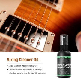 VOHALO Acoustic Guitar Cleaning Kit - String Cleaner Oil, Orange Polish, Fingerboard Lemon Oil with Microfiber Cloth, Brush & Tools, Premium Compact Maintenance Set - Clean, Polish and Protect, 150ML
