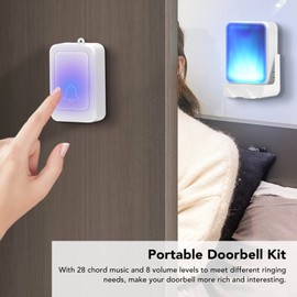 Cordless Doorbell Kit, ABS LED Light Doorbell for Deaf Mute for Home