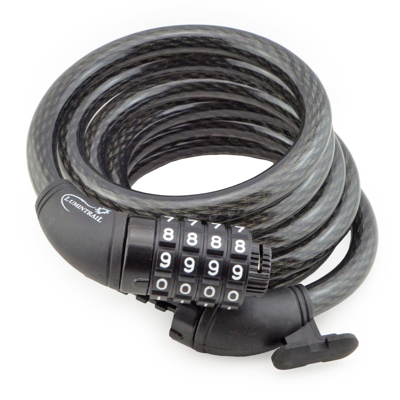 Lumintrail Bike Cable Lock 6 ft Self Coiling 12mm Braided
