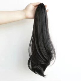 Mid-Length Curly Ponytail Wig Clip with Claw Extension, Soft Wavy Synthetic Hair for Women &, Natural Look, Heat-, Secure Design, 4 Color Options