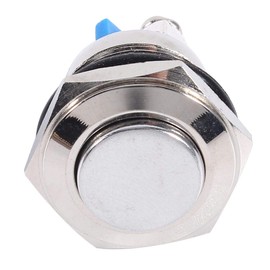 Gorgeri Momentary Push Button Switch 12v Push Button Switch Metal Push Button Switch 16mm Car Waterproof Momentary Metal Push Button ON Off Horn Switch Silver