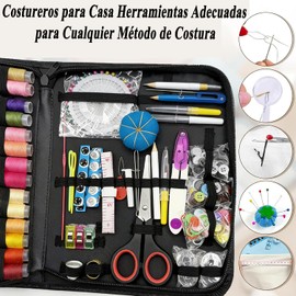 BYKNTEA Kit de Costura Profesional Portátil 304 Piezas, Costureros para Casa con Agujas para Coser, Tijeras Hilo Cinta Métrica, Costurero de Viaje Ideal para Hogar, Costura y DIY Confeccion Accesorios
