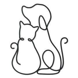 Bnesi Concise Linear Metal Cat Wall Art, Lovely Cat Wall Decoration, For Living Room, Bedroom, Dinner Room (Cat and Dog)